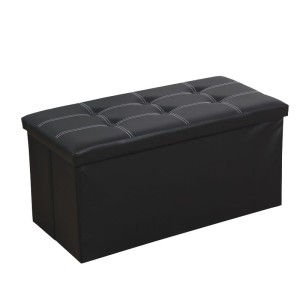 Pufa do siedzenia składana ze schowkiem 2w1 76cm czarna