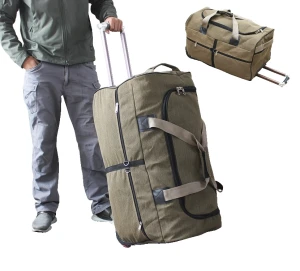 Duża torba podróżna na kółkach 80x36x40 cm lekka 2,35 kg khaki