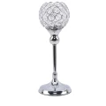 Świecznik glamour z kryształkami 26 cm szklano metalowy kolor srebrny