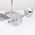 Świecznik glamour z kryształkami 26 cm szklano metalowy kolor srebrny