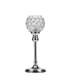 Świecznik glamour z kryształkami 26 cm szklano metalowy kolor srebrny