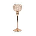 Świecznik glamour z kryształkami 26 cm szklano metalowy kolor złoty