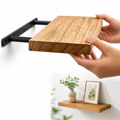 Półka drewniana ścienna na książki dekoracje wisząca 40cm