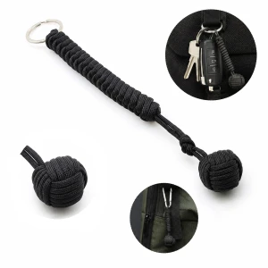 Brelok z kulką stalową w oplocie z linki paracord