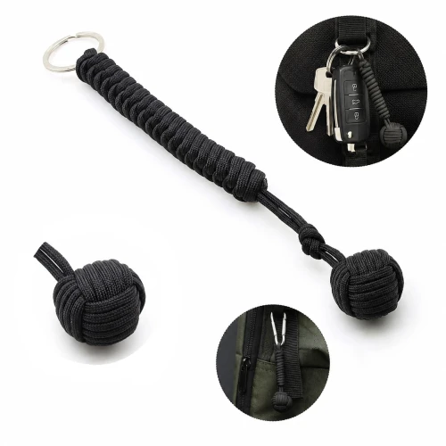 Brelok z kulką stalową w oplocie z linki paracord