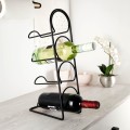 Stojak na wino 4 butelki metalowy czarny
