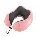 Poduszka podróżna rogal różowa miękka pianka memory foam