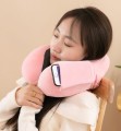Poduszka podróżna rogal różowa miękka pianka memory foam