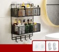 Półka metalowa wisząca 2 poziomy kosze czarna v2 do kuchni lub łazienki