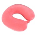Poduszka podróżna rogal różowa miękka pianka memory foam na szyję