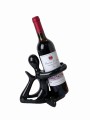 Stojak na wino butelkę dekoracyjny z figurką czarną