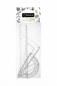 Linijka ekierka kątomierz zestaw geometryczny 4el. 20cm