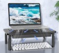 Podstawka pod monitor lub laptopa czarny stolik półka z szufladą i regulacją wysokości