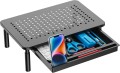 Podstawka pod monitor lub laptopa czarny stolik półka z szufladą i regulacją wysokości