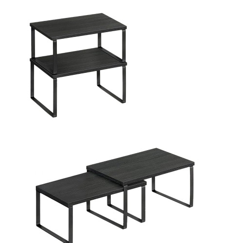 Zestaw 2 półek wstawianych kuchennych na blat lub do szafki czarne