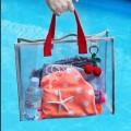 Torebka kosmetyczka przezroczysta torba na plażę  szaro różowa
