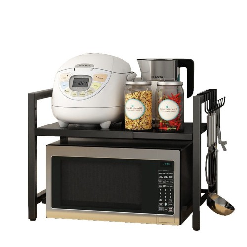 Półka kuchenna wysoka nad mikrofalówkę regał na blat metalowy czarny 48