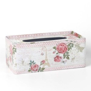 Chustecznik pudełko na chusteczki higieniczne metalowe 24x13cm Rose Paris