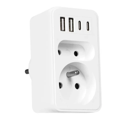 Rozgałęźnik Elektryczny z Gniazdami USB-C USB-A Ładowarka do 3680W złodziejka